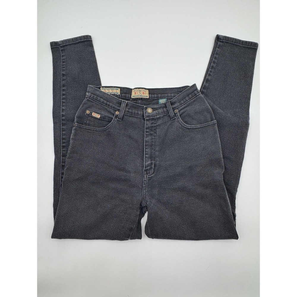 Vintage EXP Jeans by Express Faded Black High Waisted Tapered Denim Pants 11/12 - Picture 1 of 11